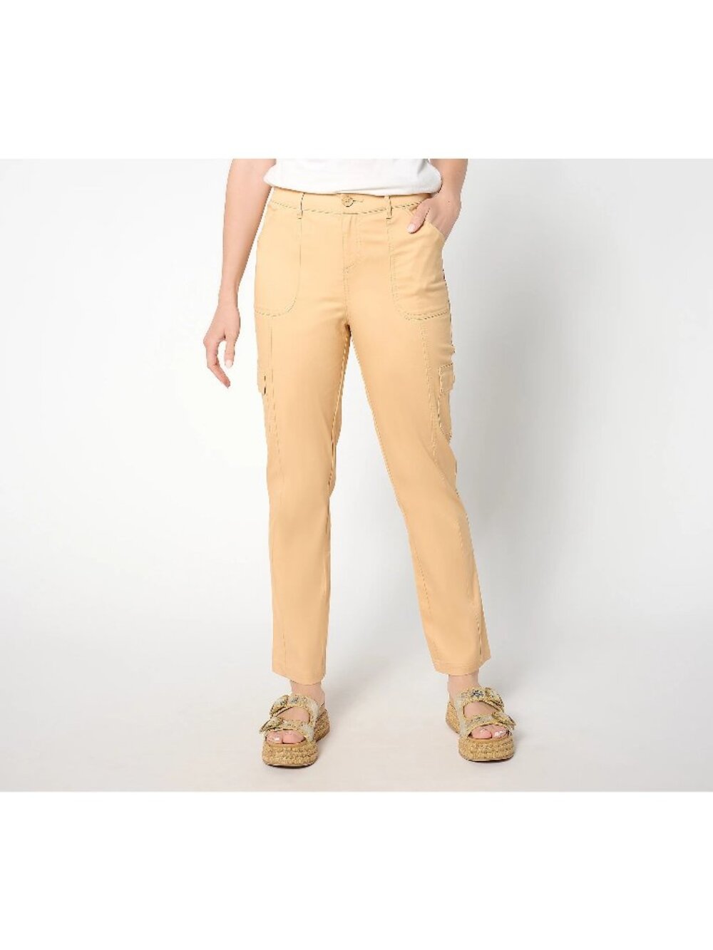 Belle by Kim Gravel Cargo Pant Size 10 Tall Utility Stretch Cropped Safari NEW